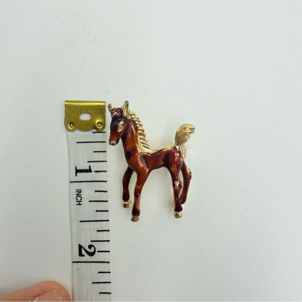Vintage Enamel Pony Horse Brooch Pin